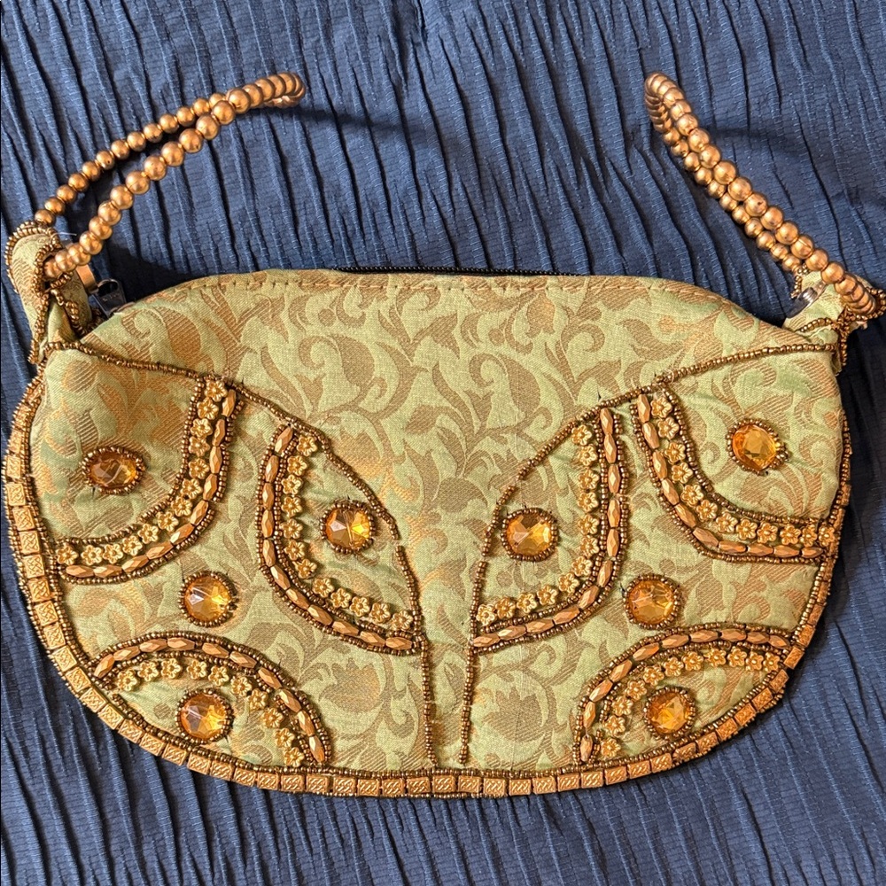 Elegant Gold Beaded Women's Bag